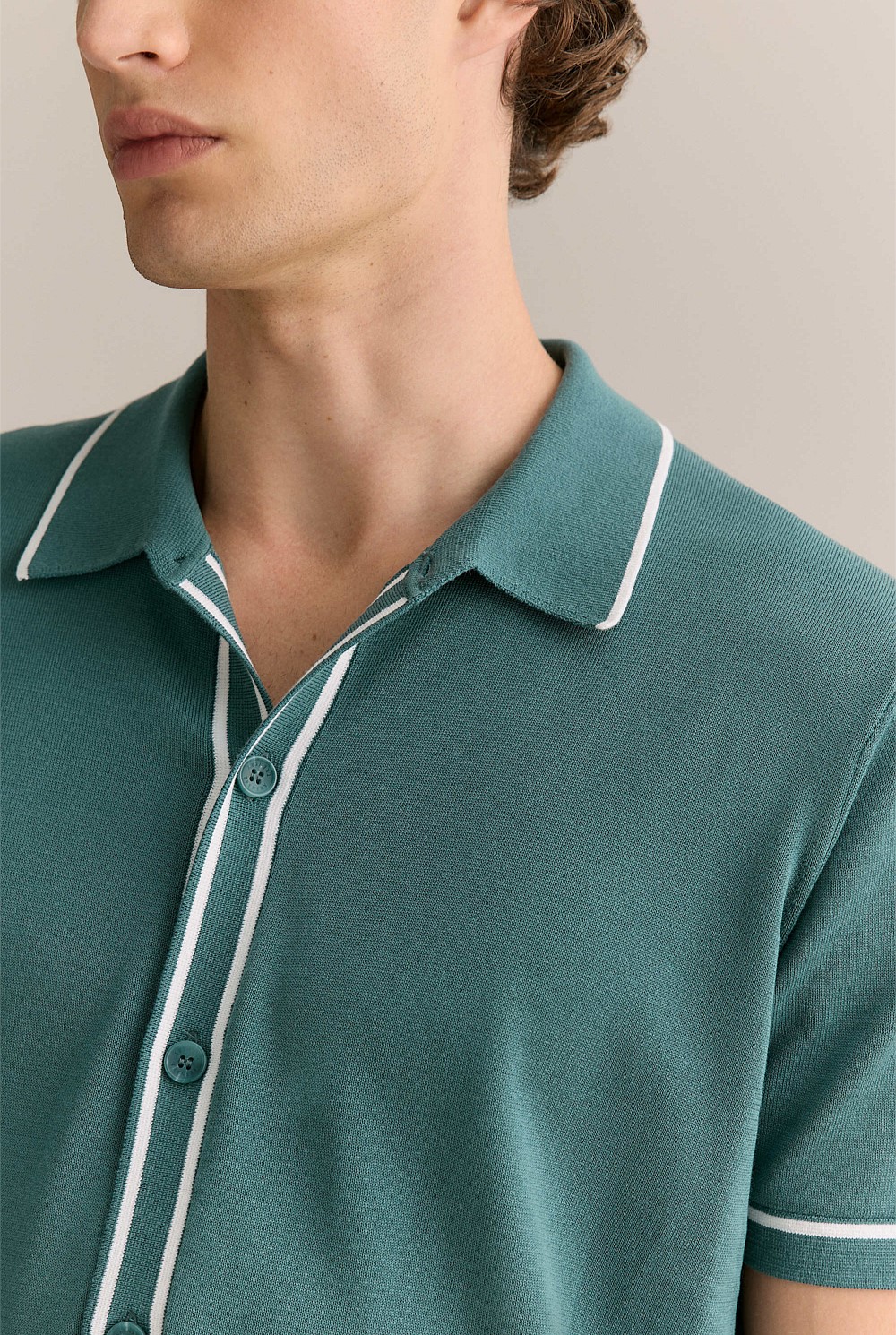 Mercerised Cotton Jersey Tipped Knit Shirt