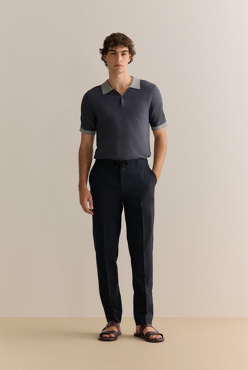 Italian Wool Tapered Pull On Trouser