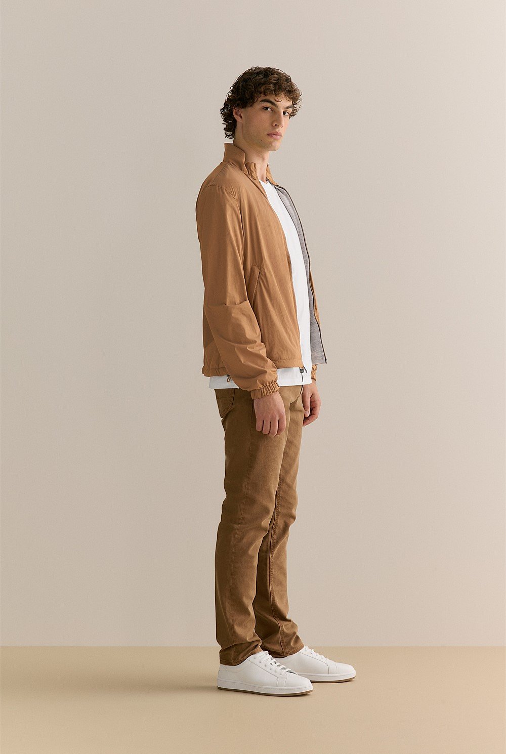 Regular Fit Garment Dyed Twill Five Pocket Pant