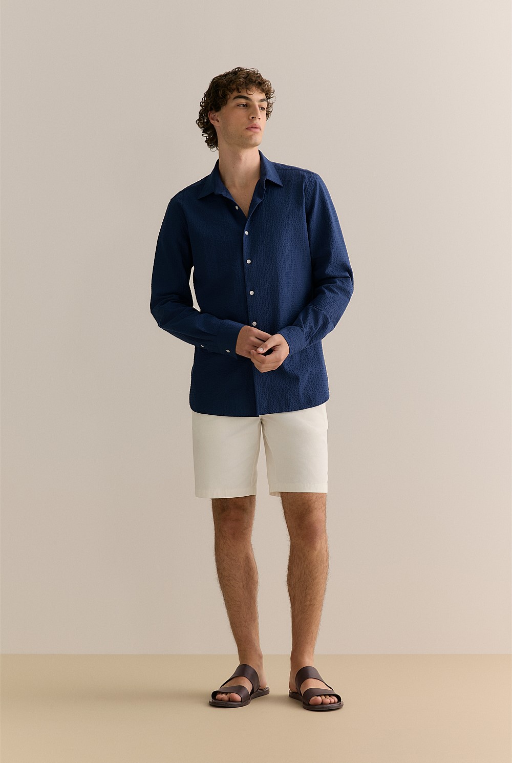 Tailored Fit Seersucker Long Sleeve Shirt