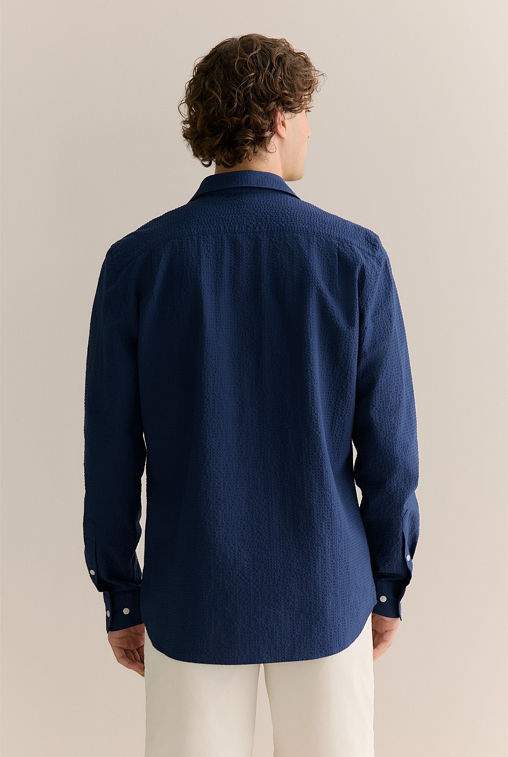 Tailored Fit Seersucker Long Sleeve Shirt