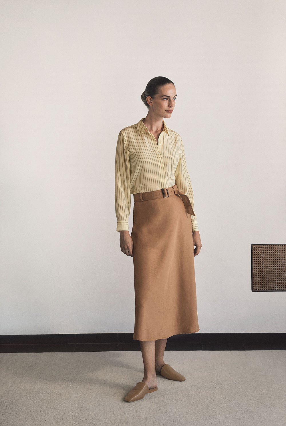 Tencel Bias Cut Belted Skirt