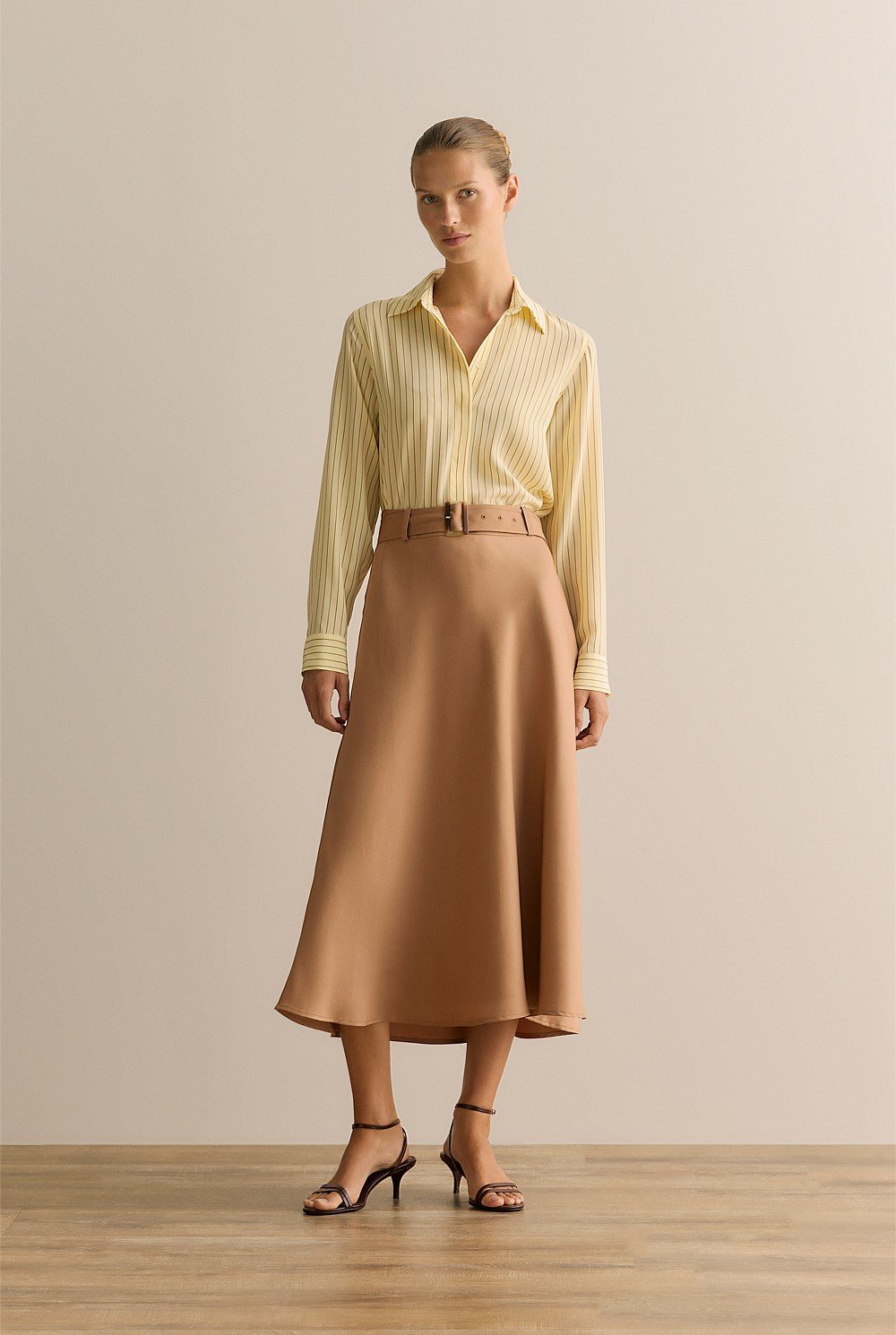 Tencel Bias Cut Belted Skirt