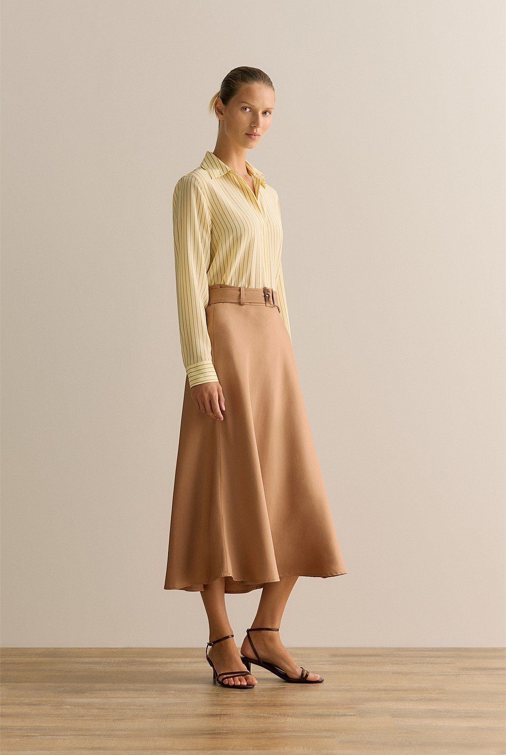 Tencel Bias Cut Belted Skirt