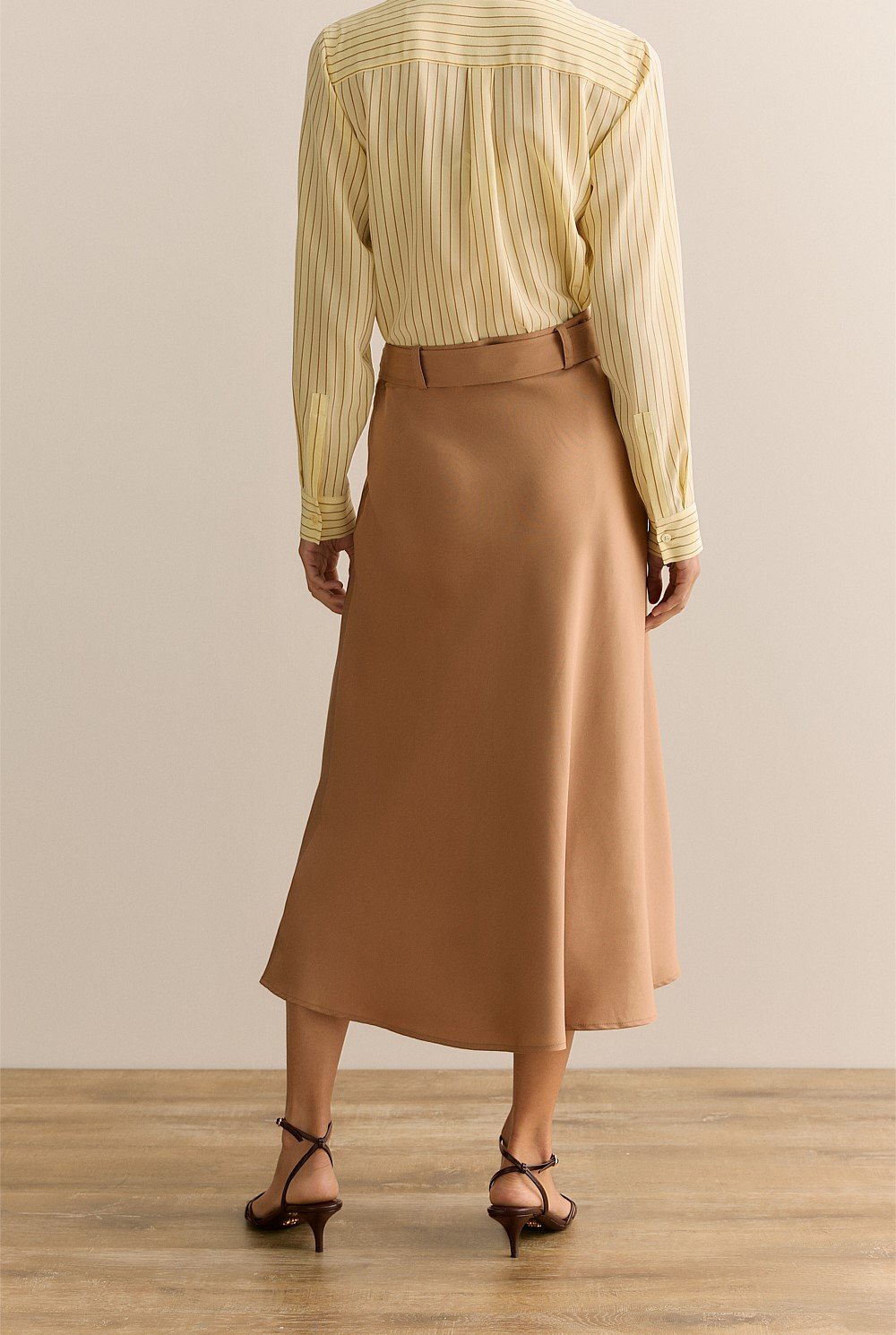 Tencel Bias Cut Belted Skirt