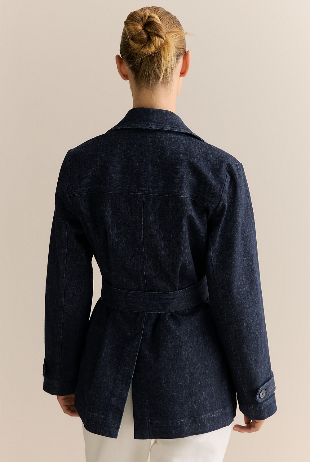 Australian Cotton Blend Denim Trench Jacket
