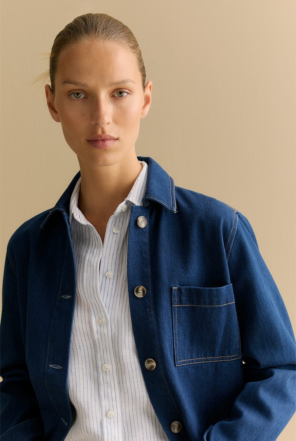 Cotton Denim Chore Jacket