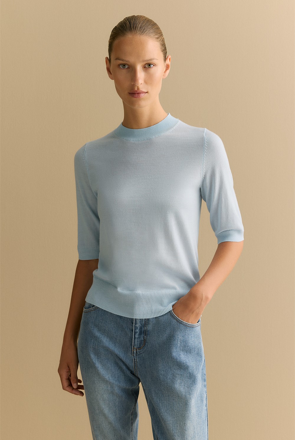 Merino Mock Neck Classic Knit