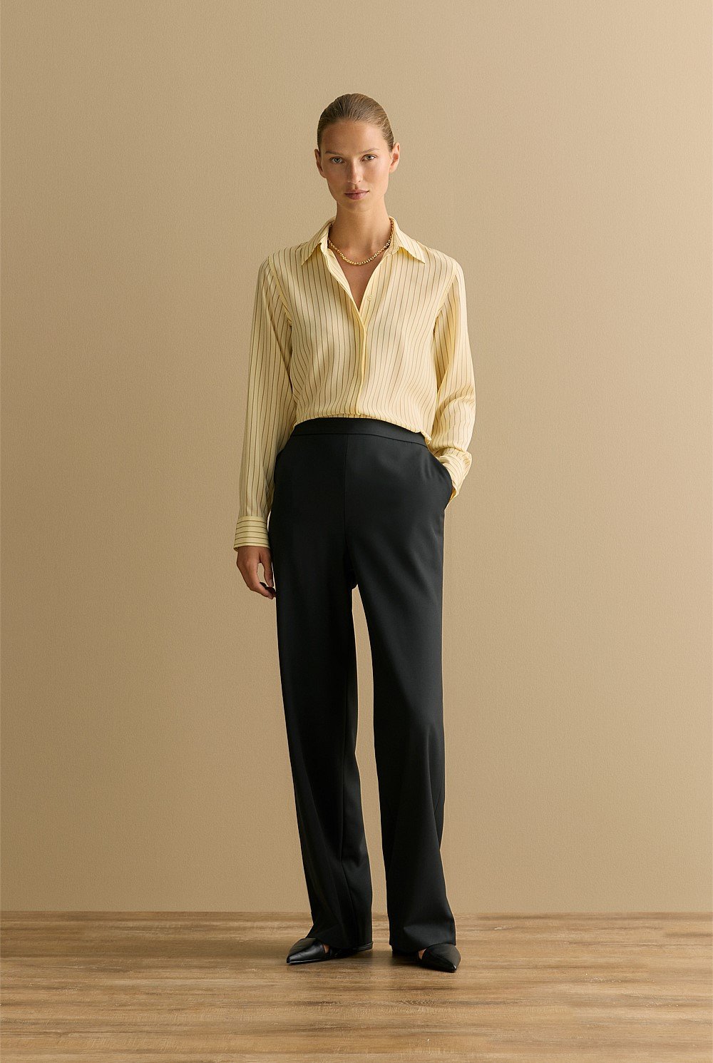 Wool Twill Pull On Pant