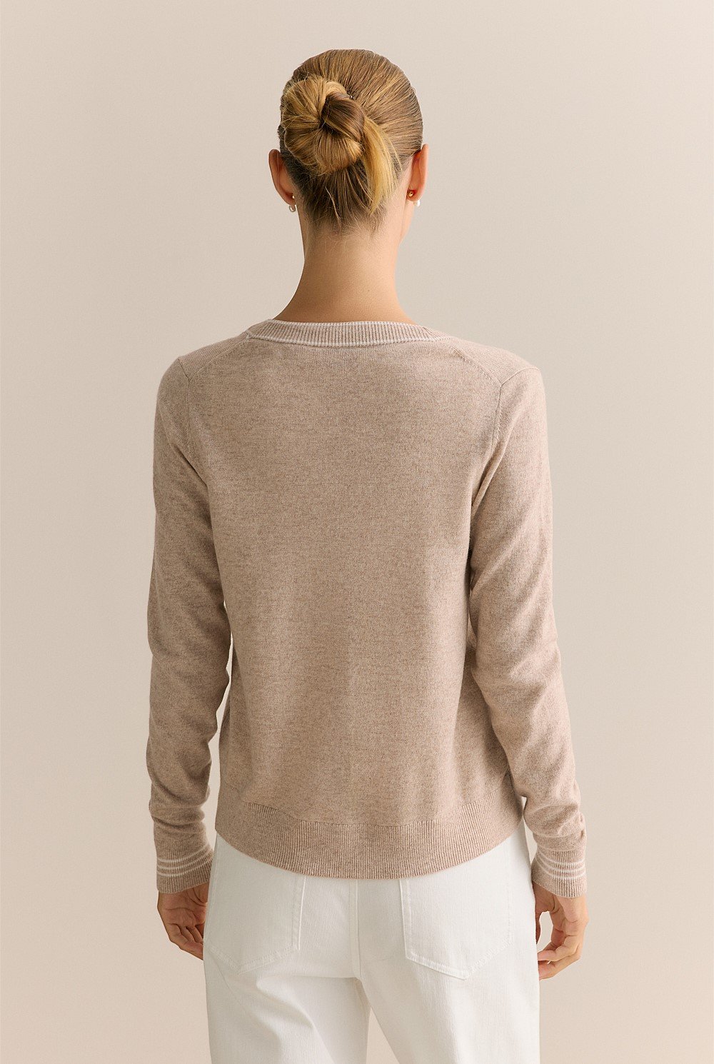 Merino Cashmere Tipped Cardigan