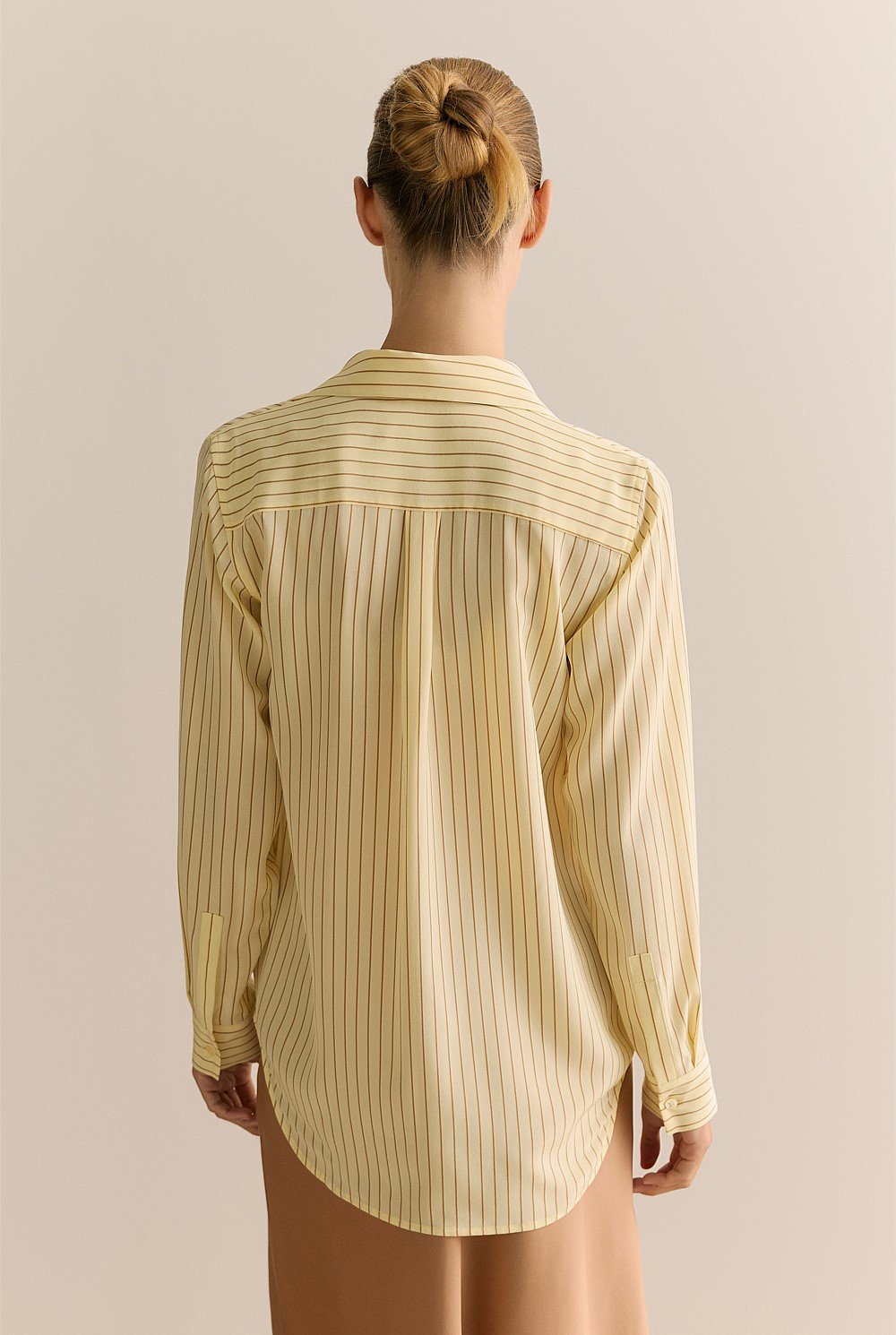 Silk Stripe Concealed Placket Shirt