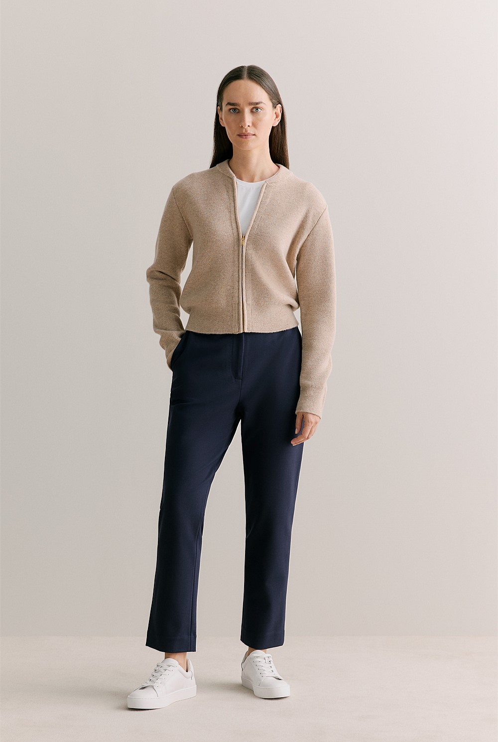 Merino Double Knit Zip Bomber Cardigan