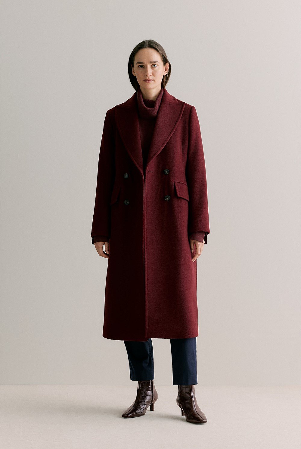 Wool Blend Button Detail Relaxed Rollneck