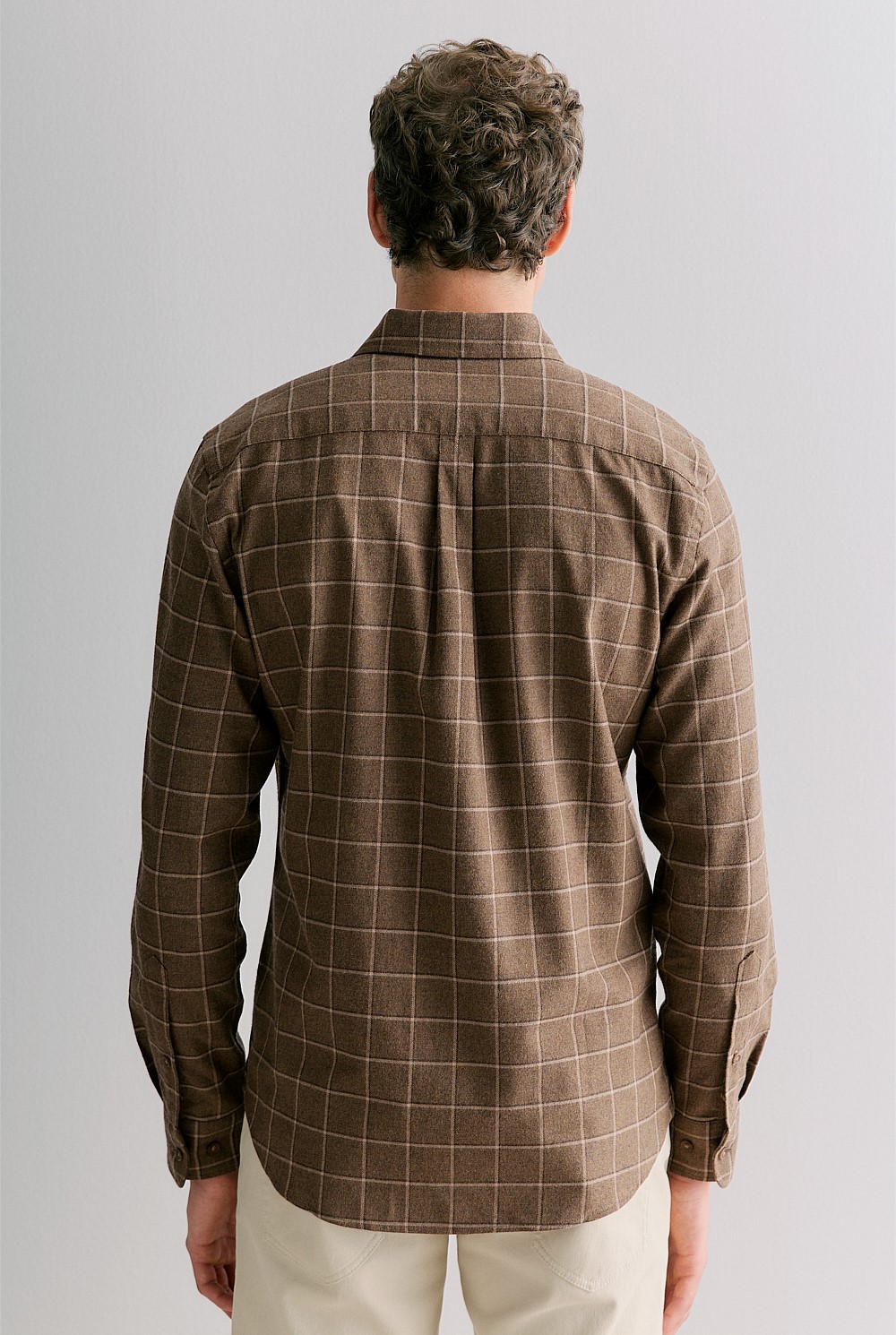 Regular Fit Brushed Windowpane Check Shirt
