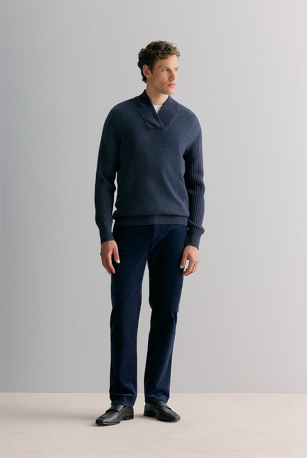 Wool Shawl Neck Pullover