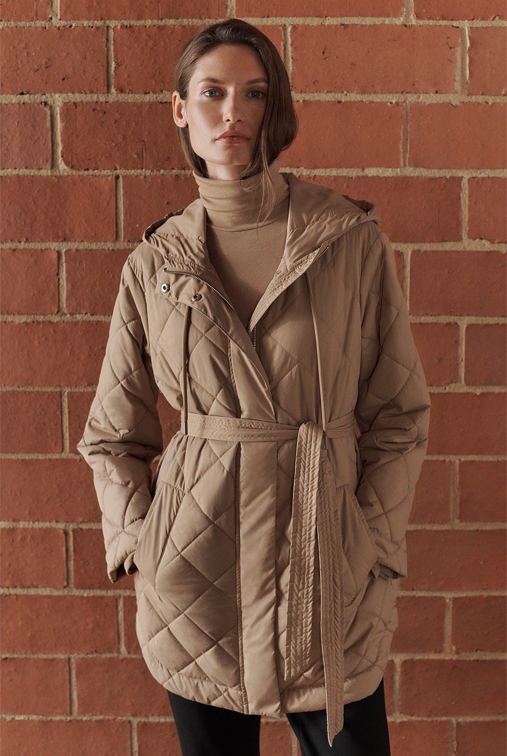 Diamond Quilted Hooded Anorak