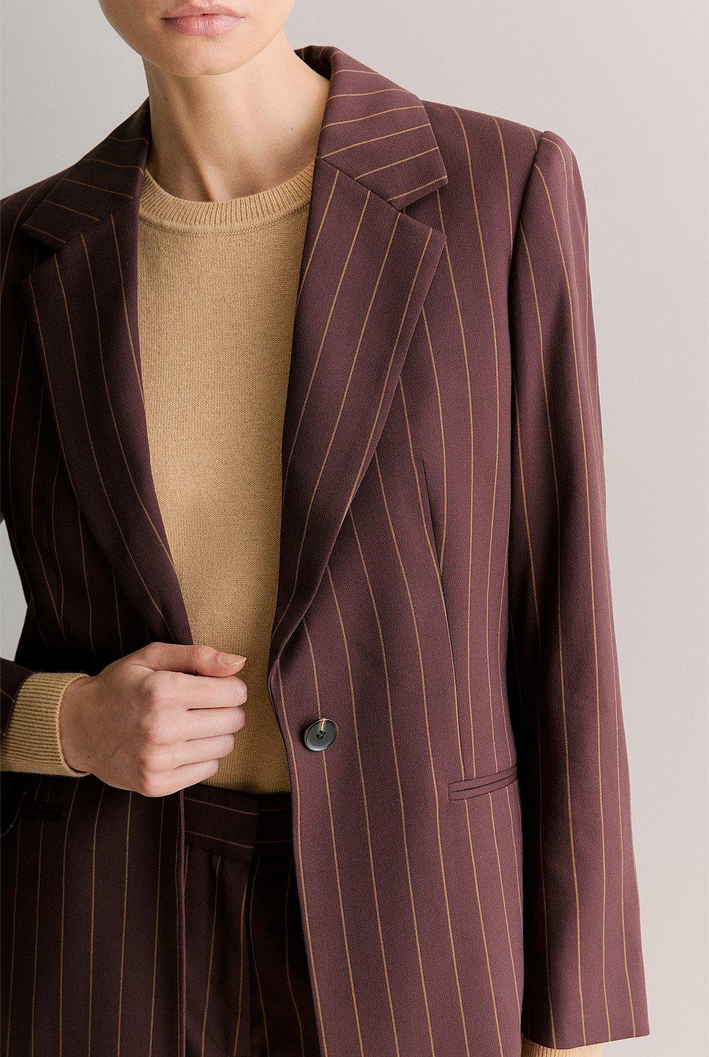 Stretch Wool Pinstripe Blazer