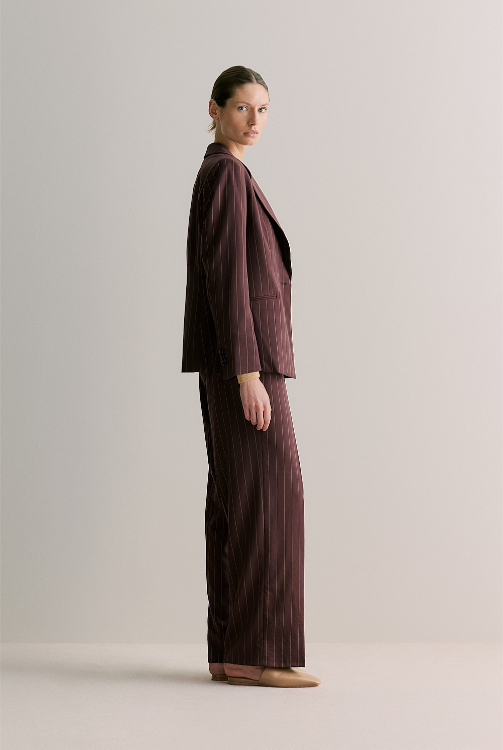 Stretch Wool Pinstripe Blazer