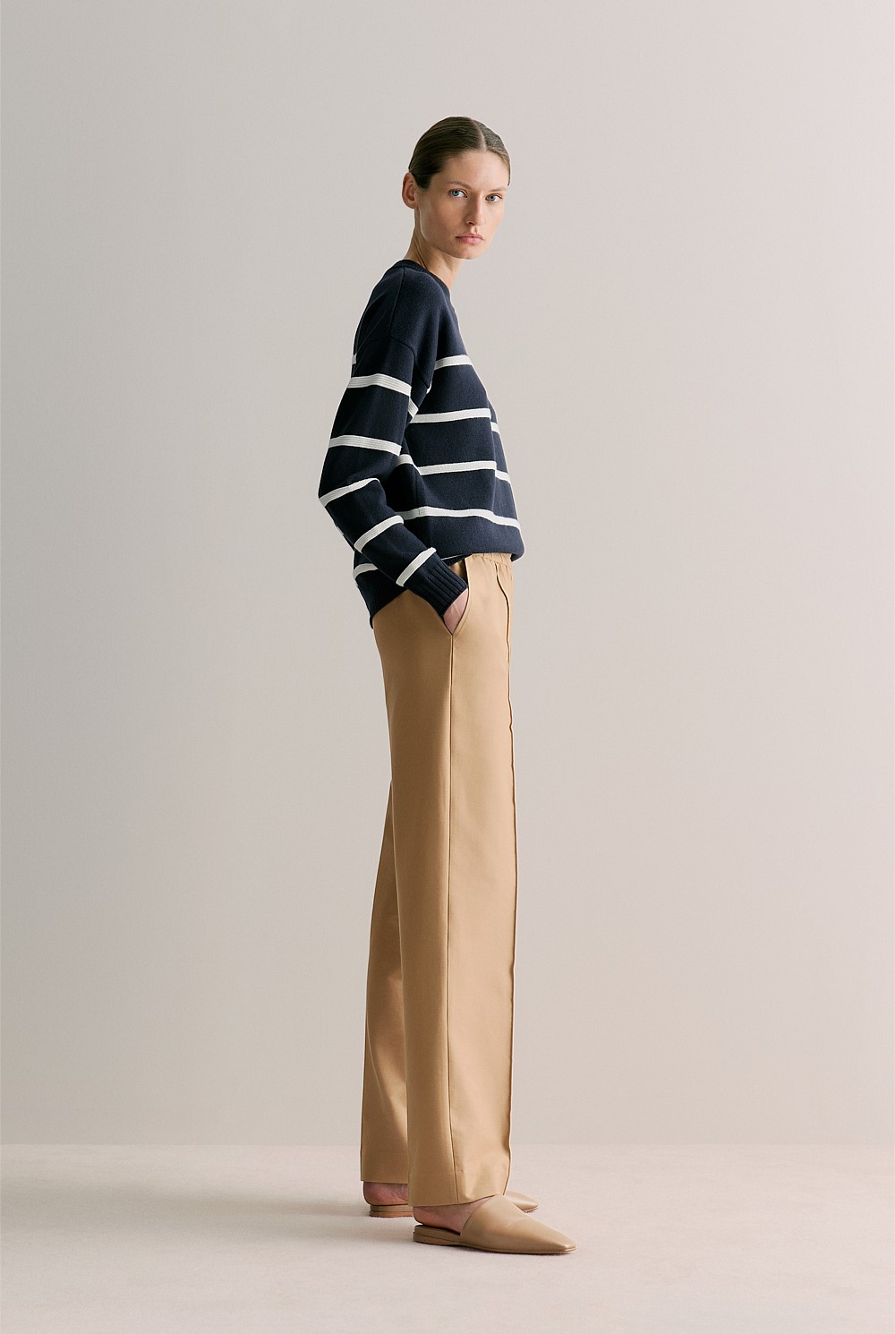 Cotton Cashmere Textured Stripe Crew