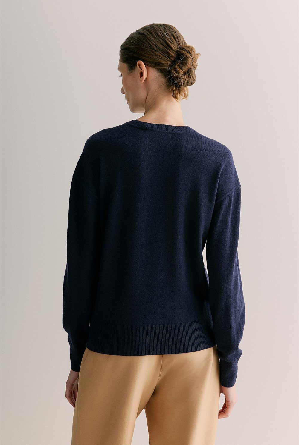 Merino Cashmere Forward Shoulder Seam Relaxed Crew