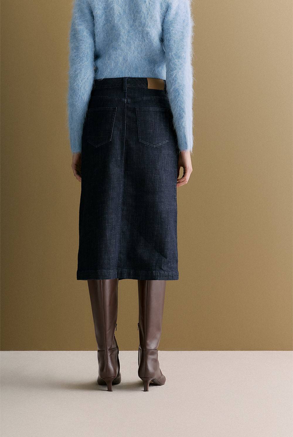 Australian Cotton Blend Longline Denim Skirt