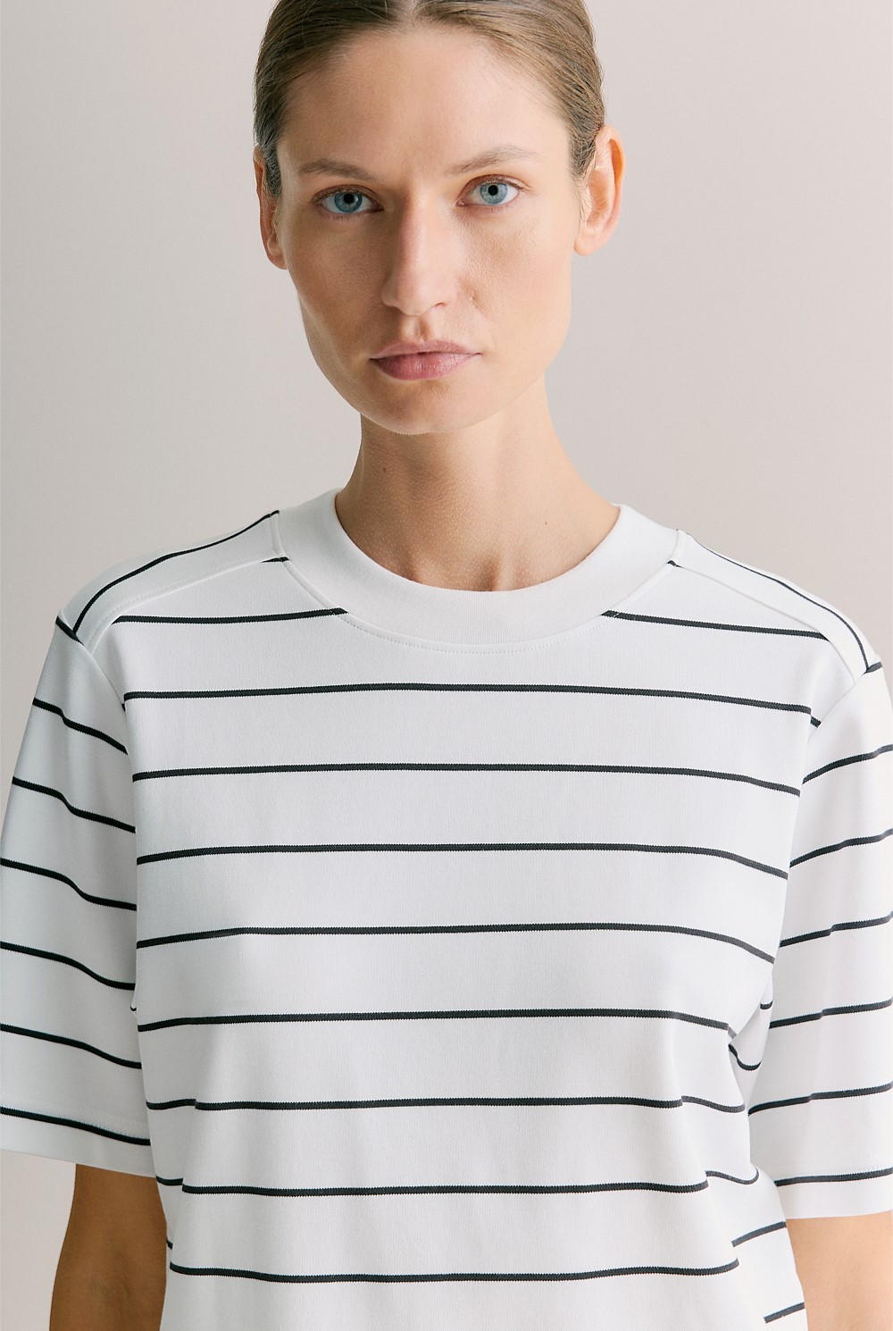 Cotton Modal Interlock Stripe T-shirt