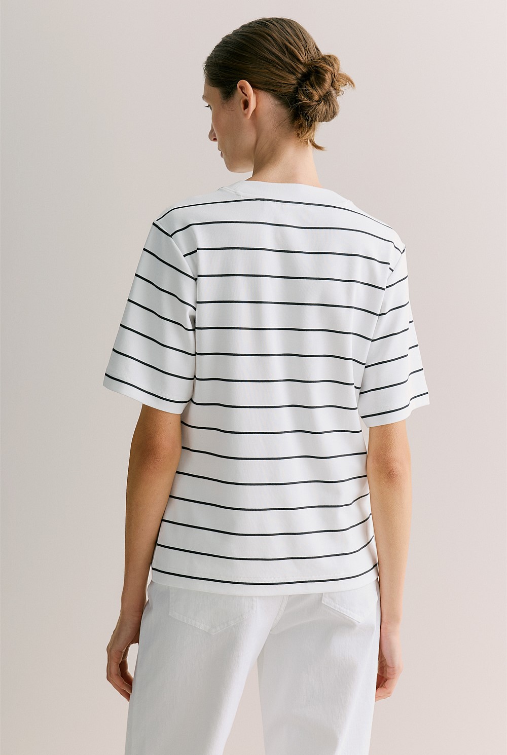 Cotton Modal Interlock Stripe T-shirt