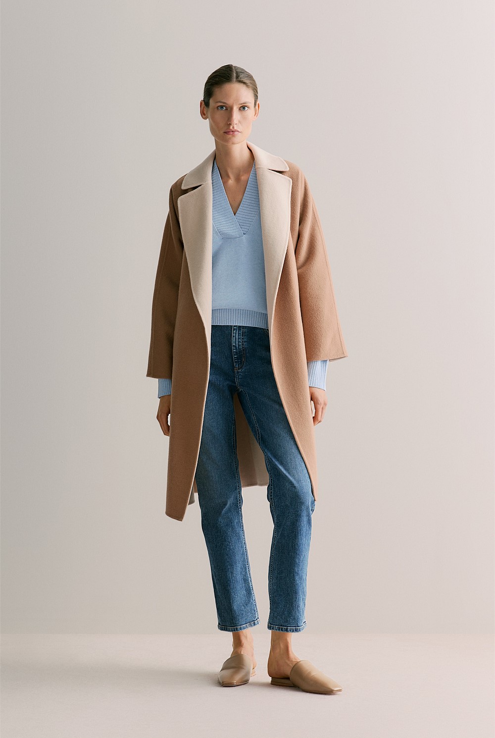 Cotton Cashmere Relaxed V Neck Knit