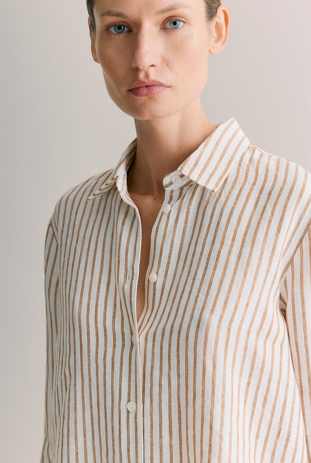 Linen End on End Stripe Shirt