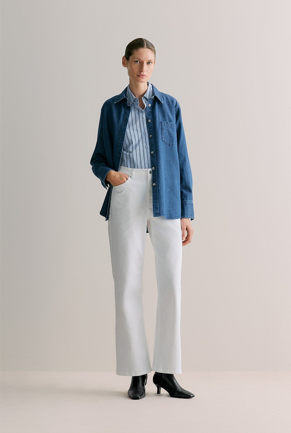 Cotton Poplin Stripe Long Sleeve Shirt