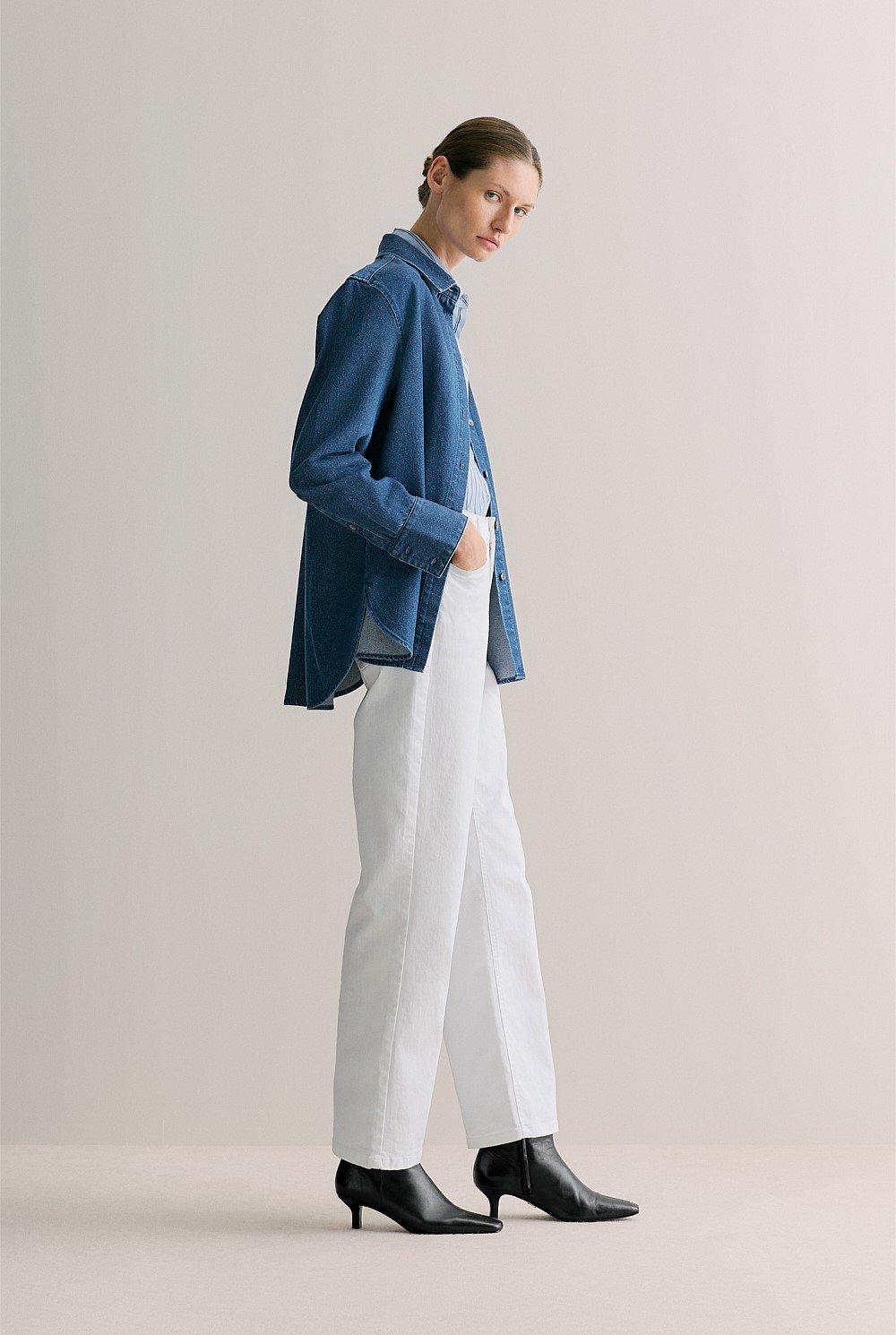 Cotton Poplin Stripe Long Sleeve Shirt