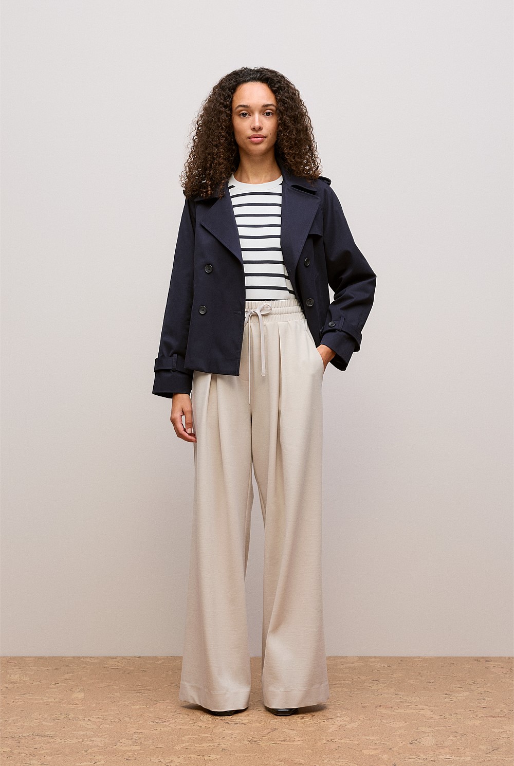 Modal Cotton Stripe Boxy Crew T-shirt