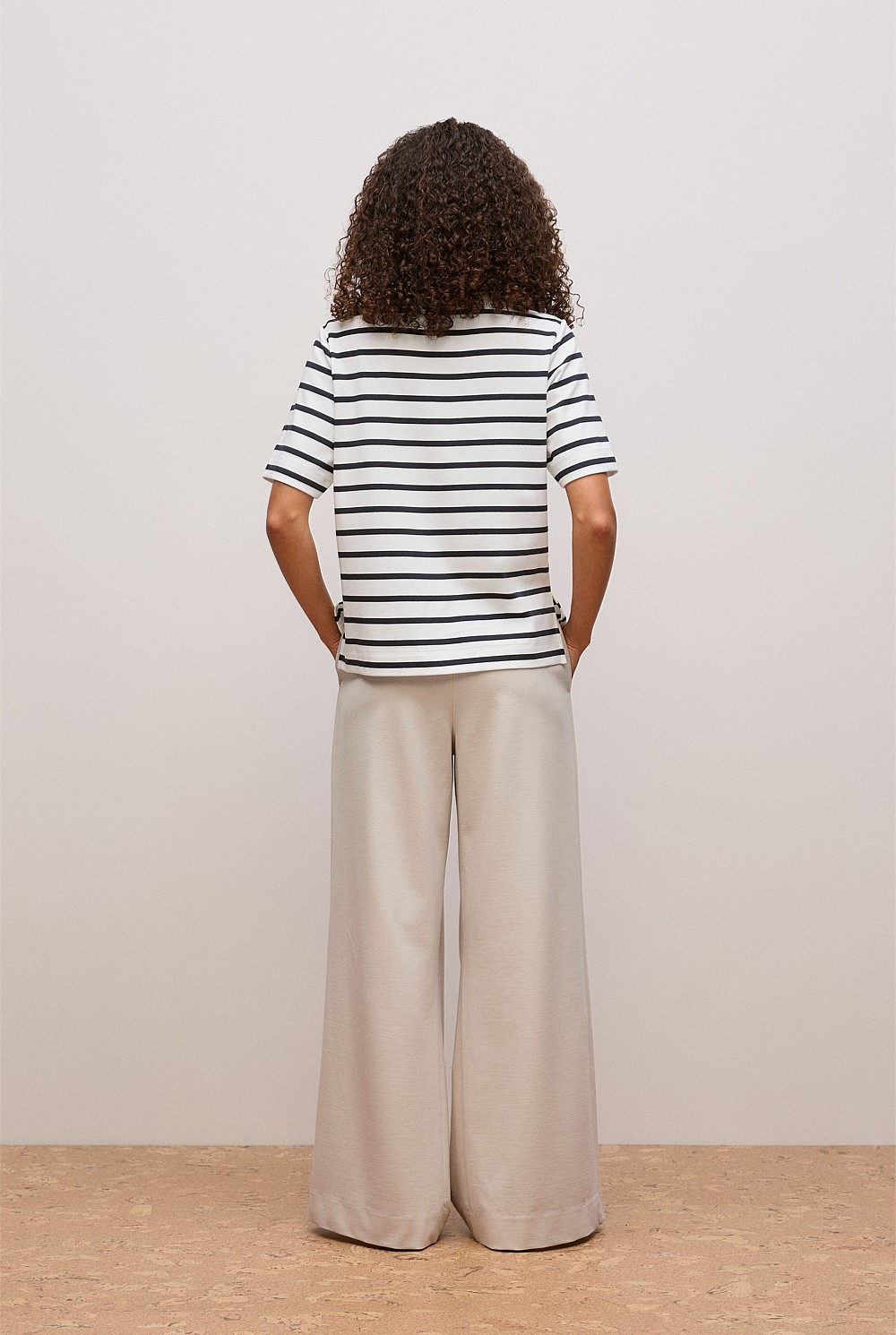 Modal Cotton Stripe Boxy Crew T-shirt
