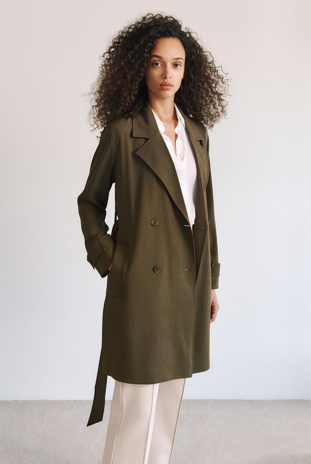 Soft Mid Length Trench Coat