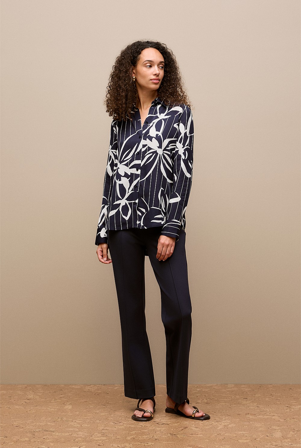 Floral Stripe Twill Shirt