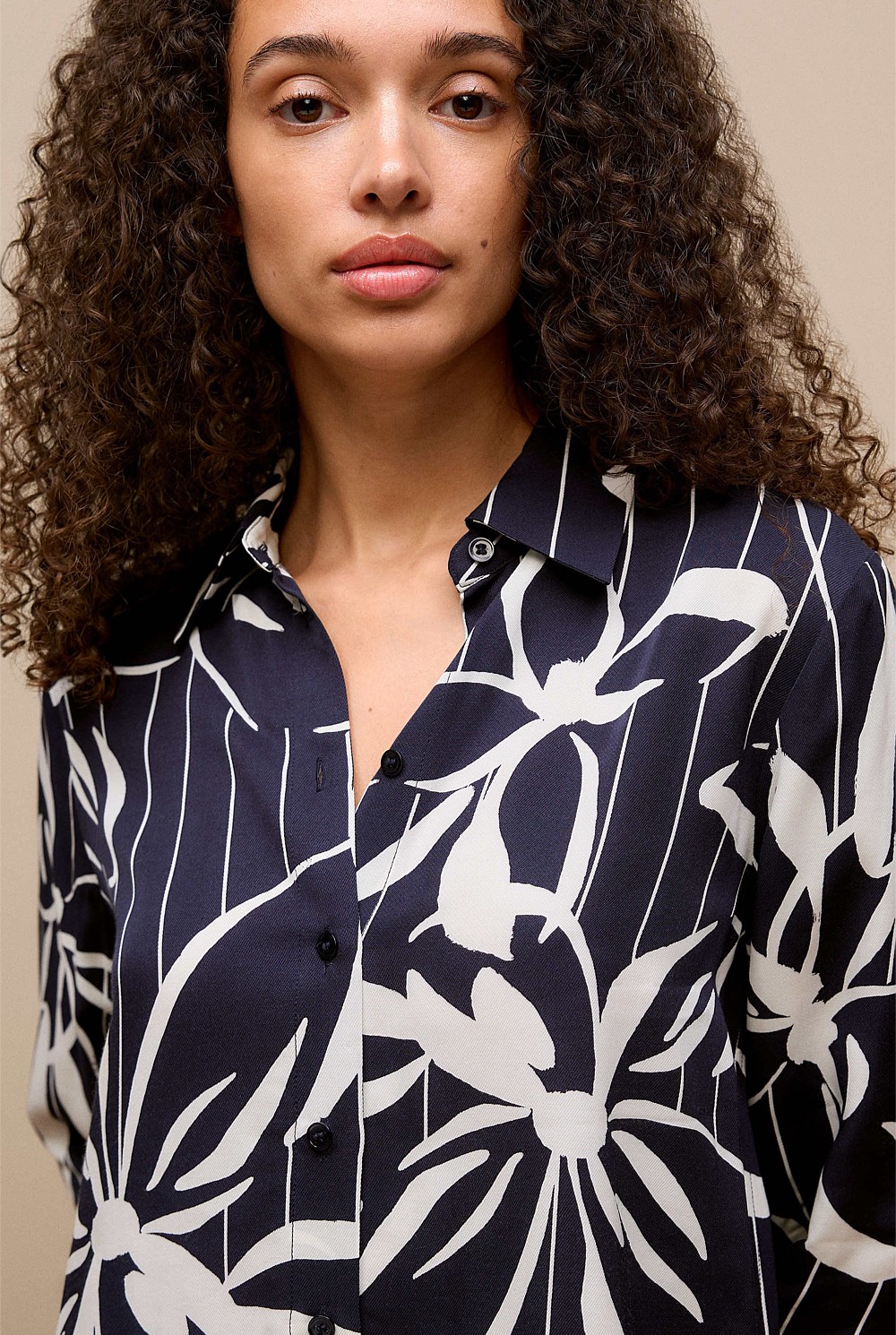 Floral Stripe Twill Shirt