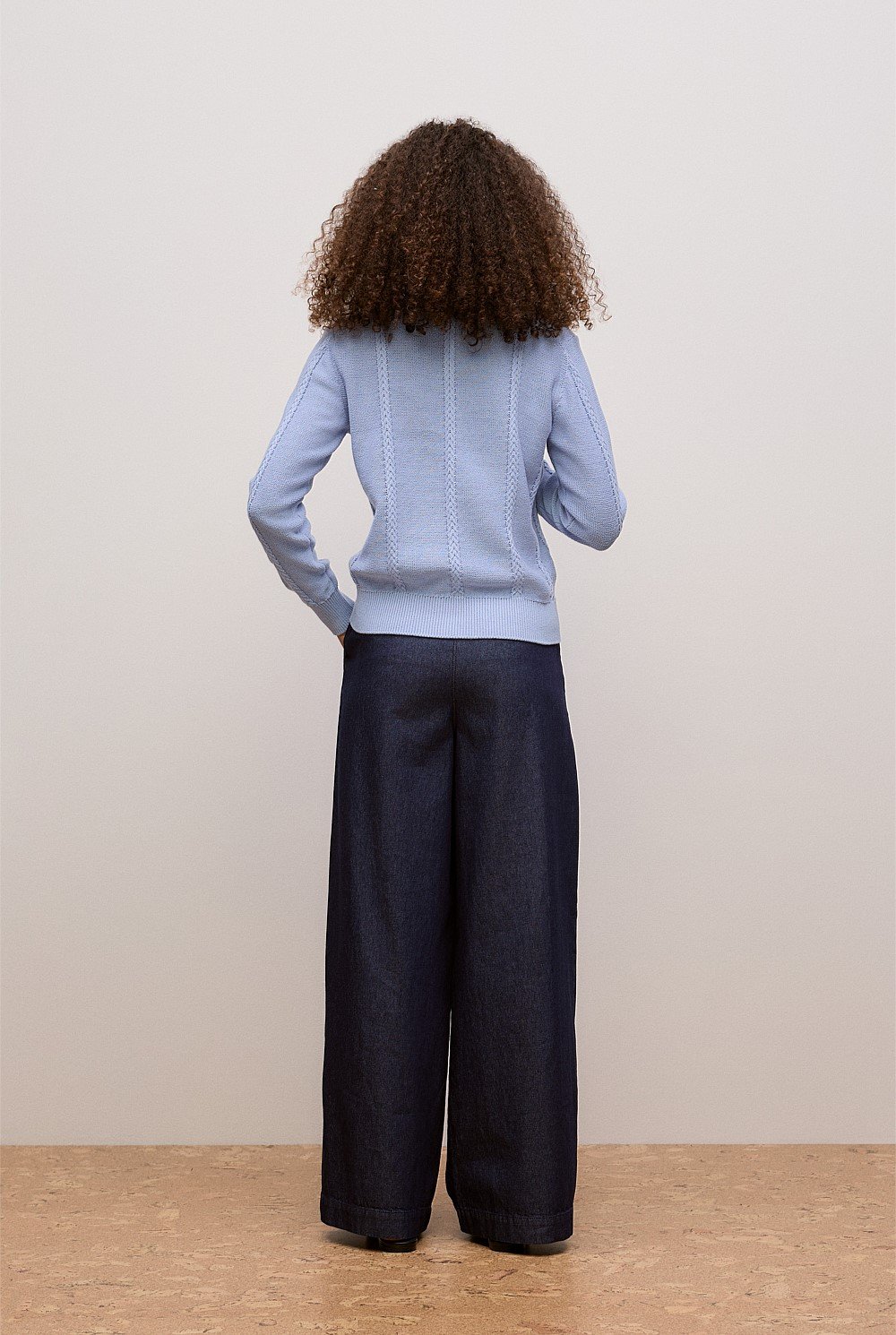 Cotton Cable Knit Polo