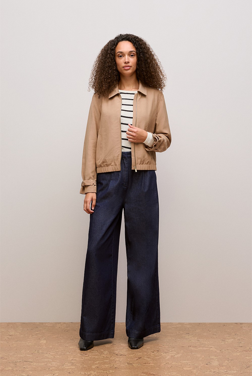 Draped Zip Through Blouson Jacket