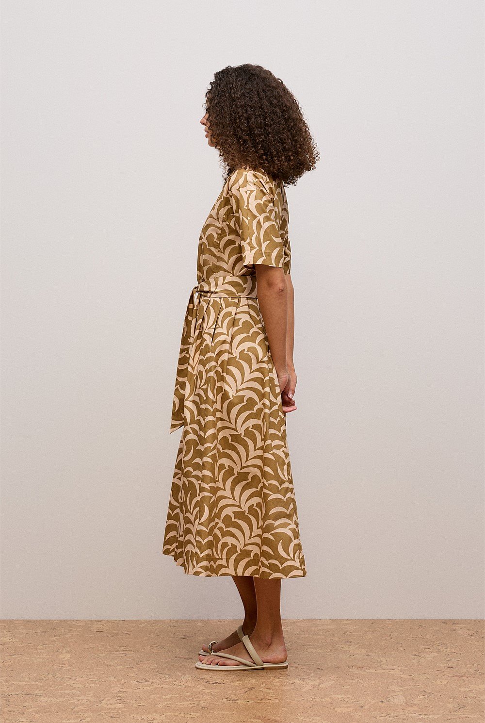 Fern Leaf Poplin Short Sleeve Dress