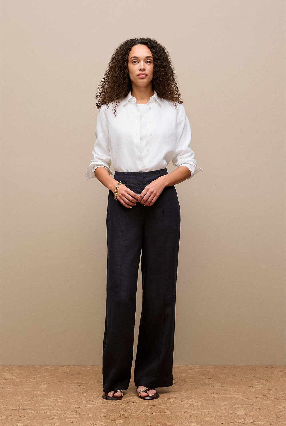 Linen Pintucked Pant