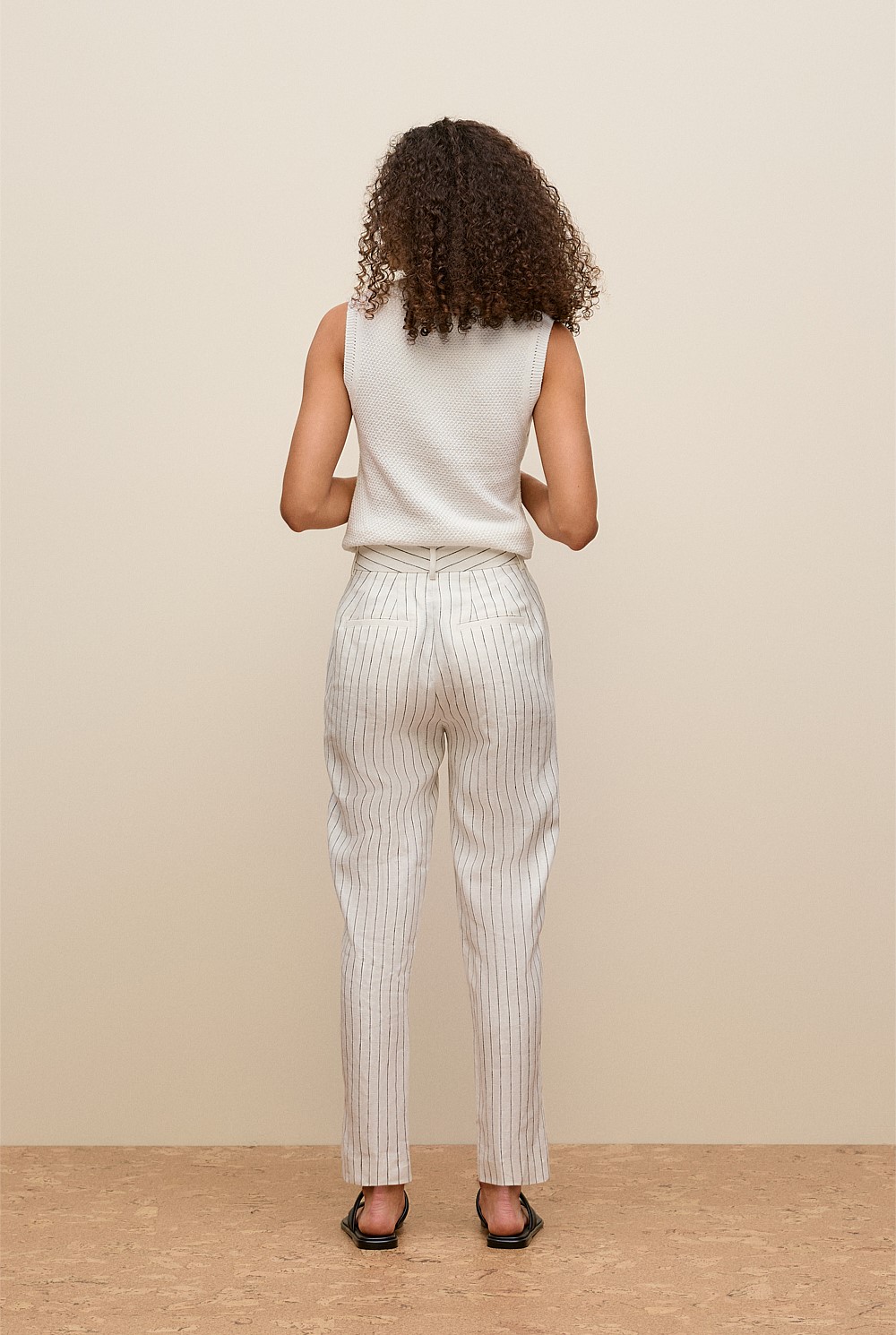 Linen Pinstripe Straight Leg Pant