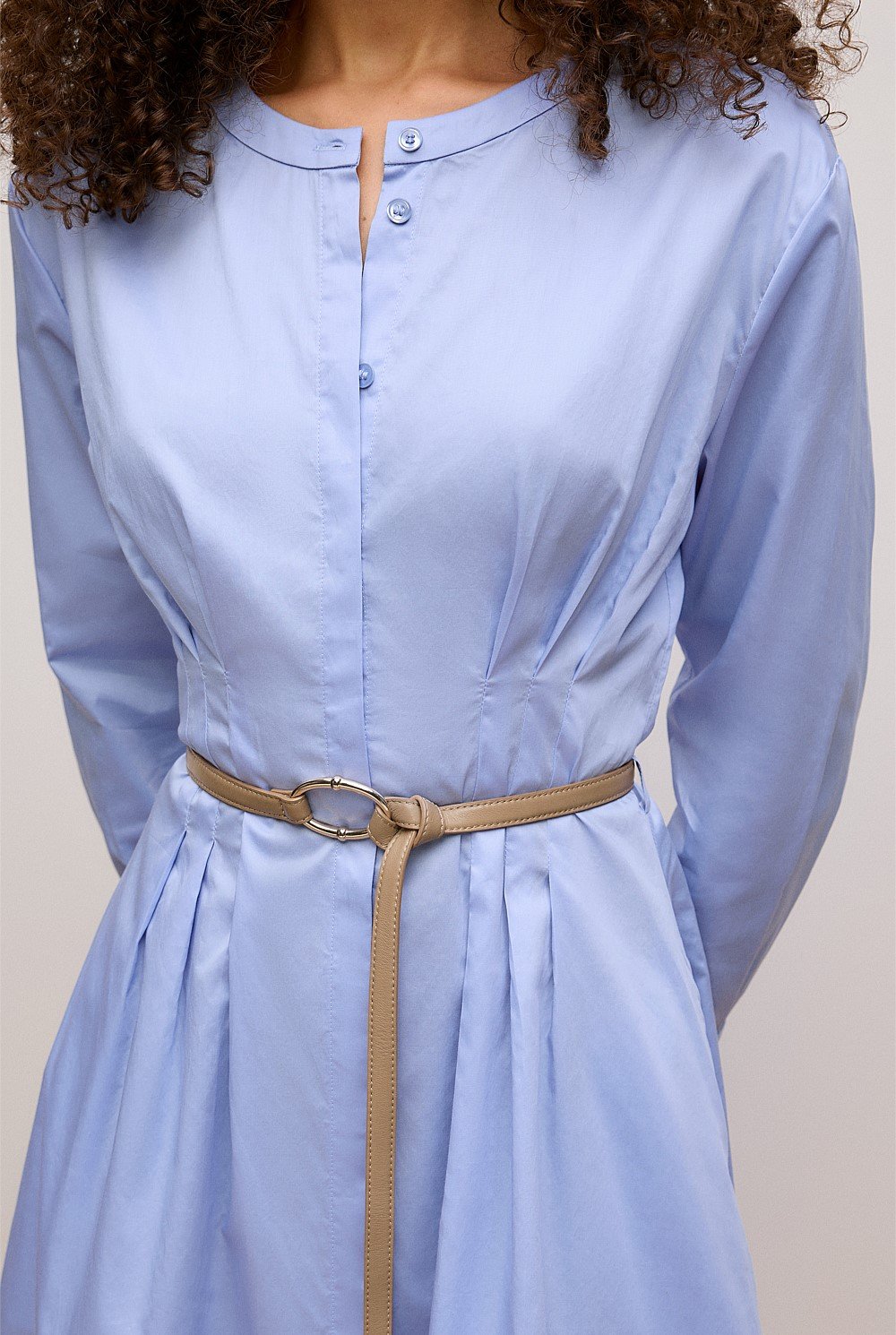 Cotton Sateen Belted Dress