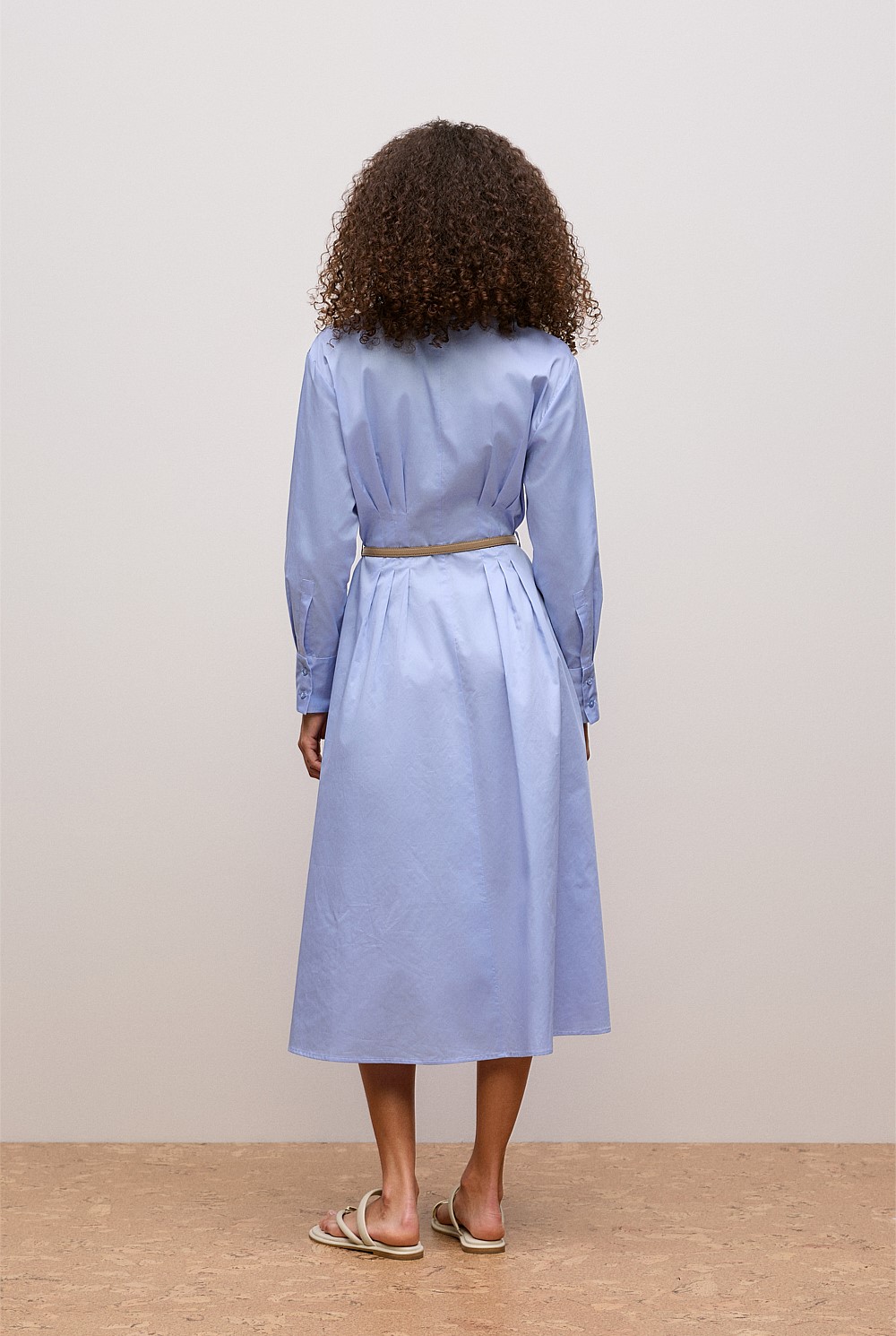 Cotton Sateen Belted Dress