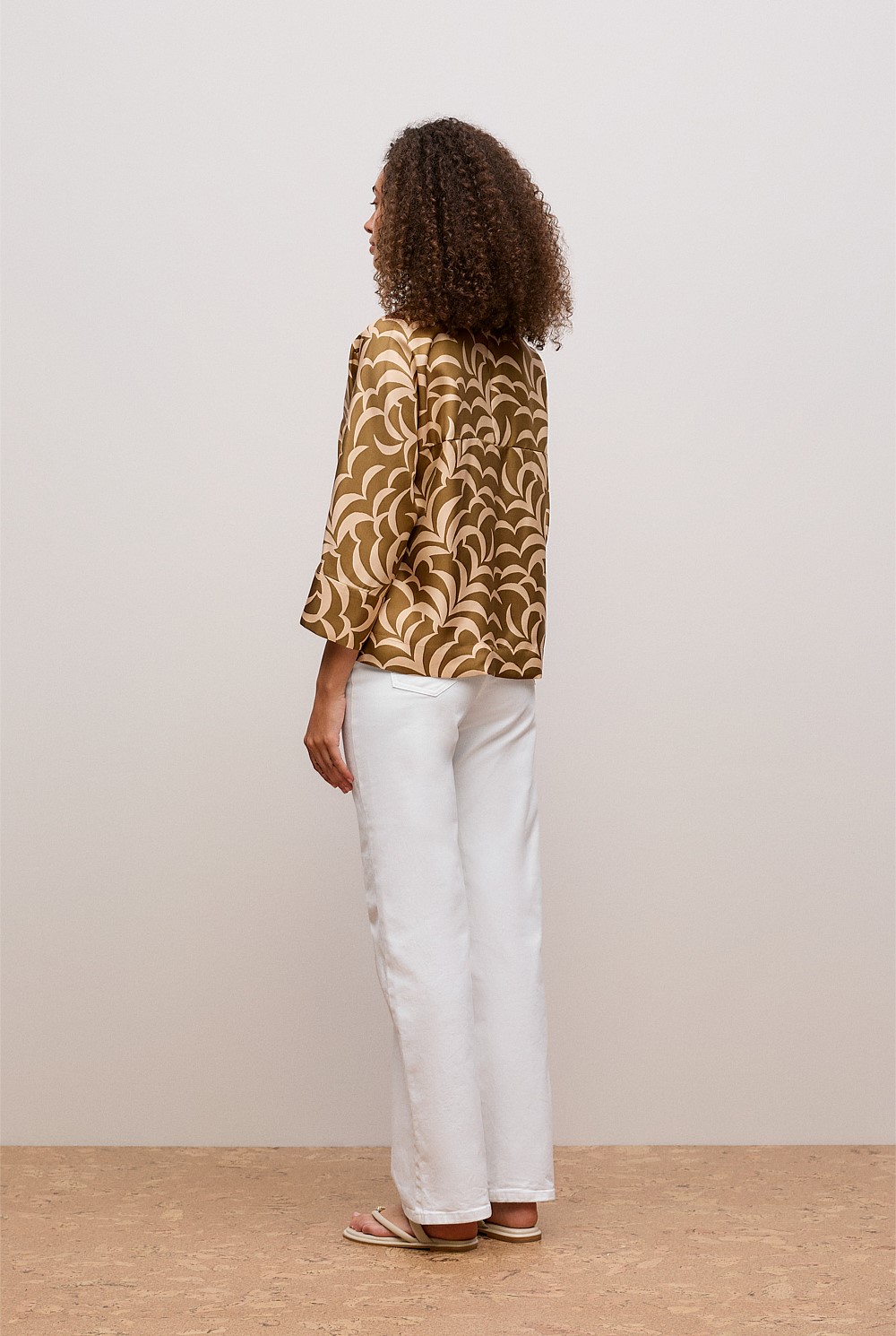 Fern Leaf Silk Popover Shirt