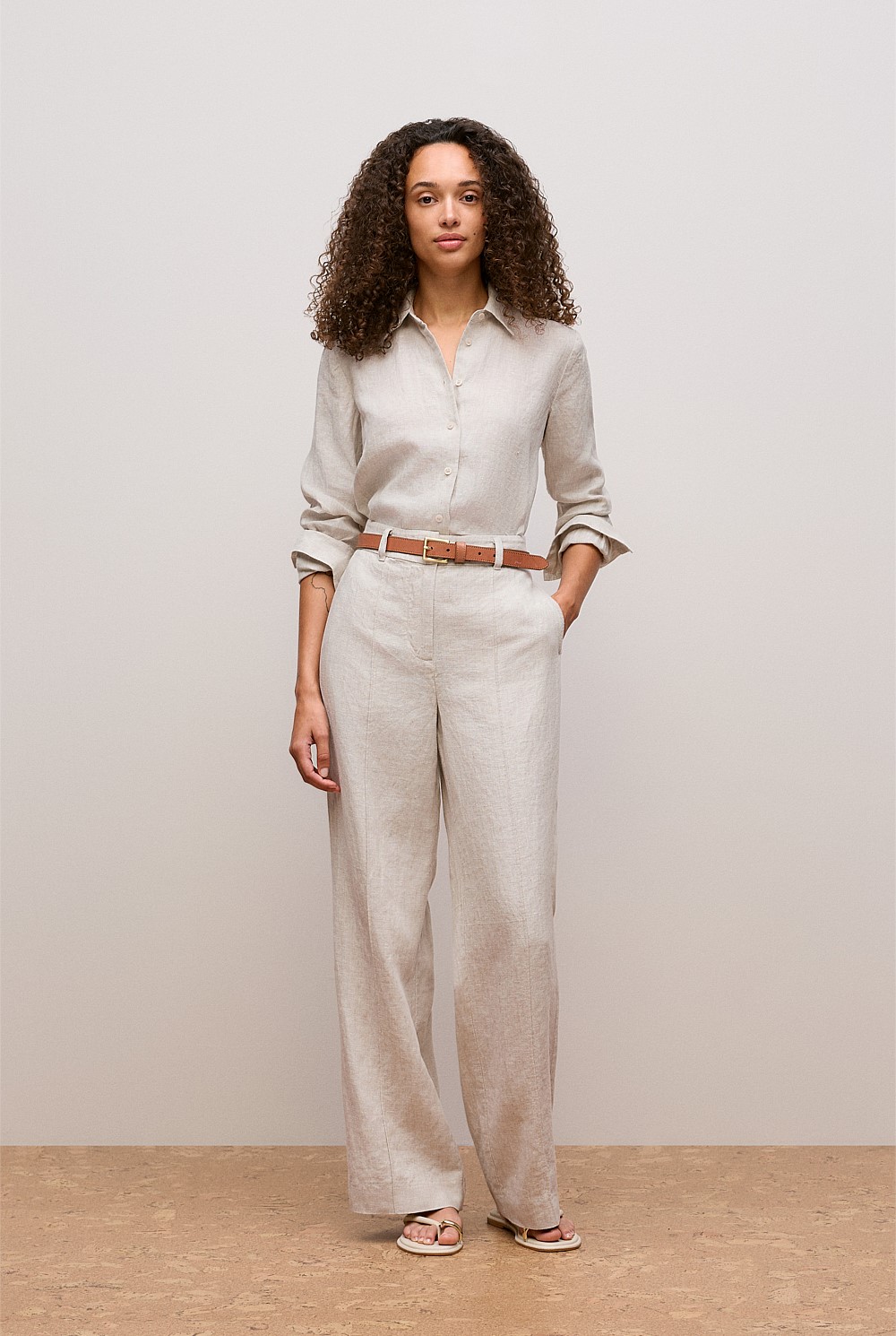Yarn Dyed Linen Pintucked Pant