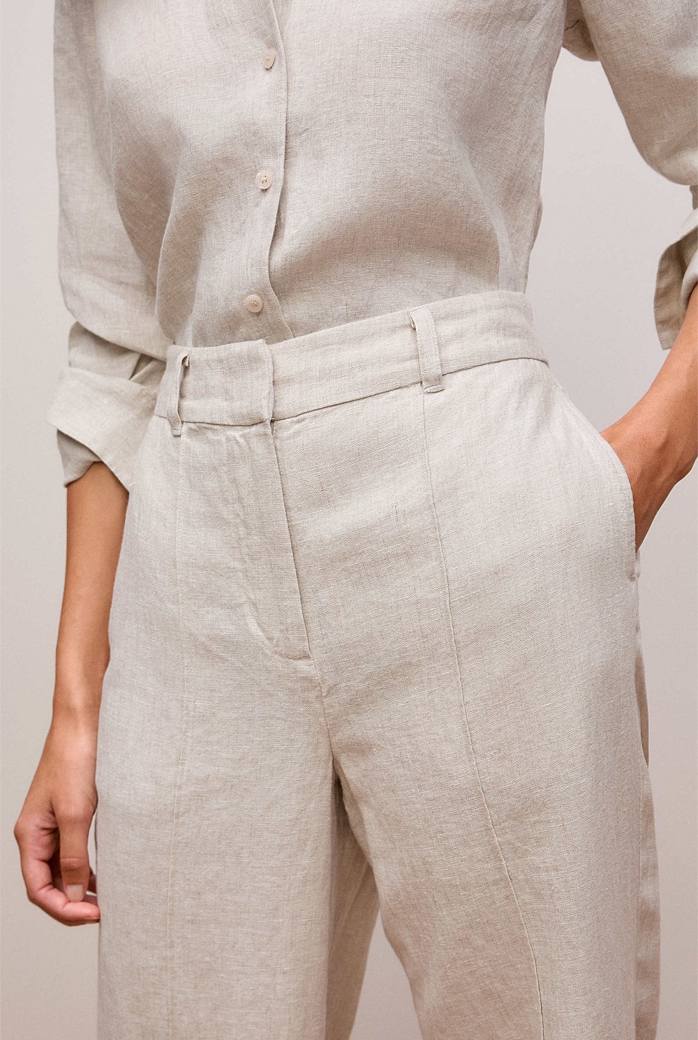 Yarn Dyed Linen Pintucked Pant