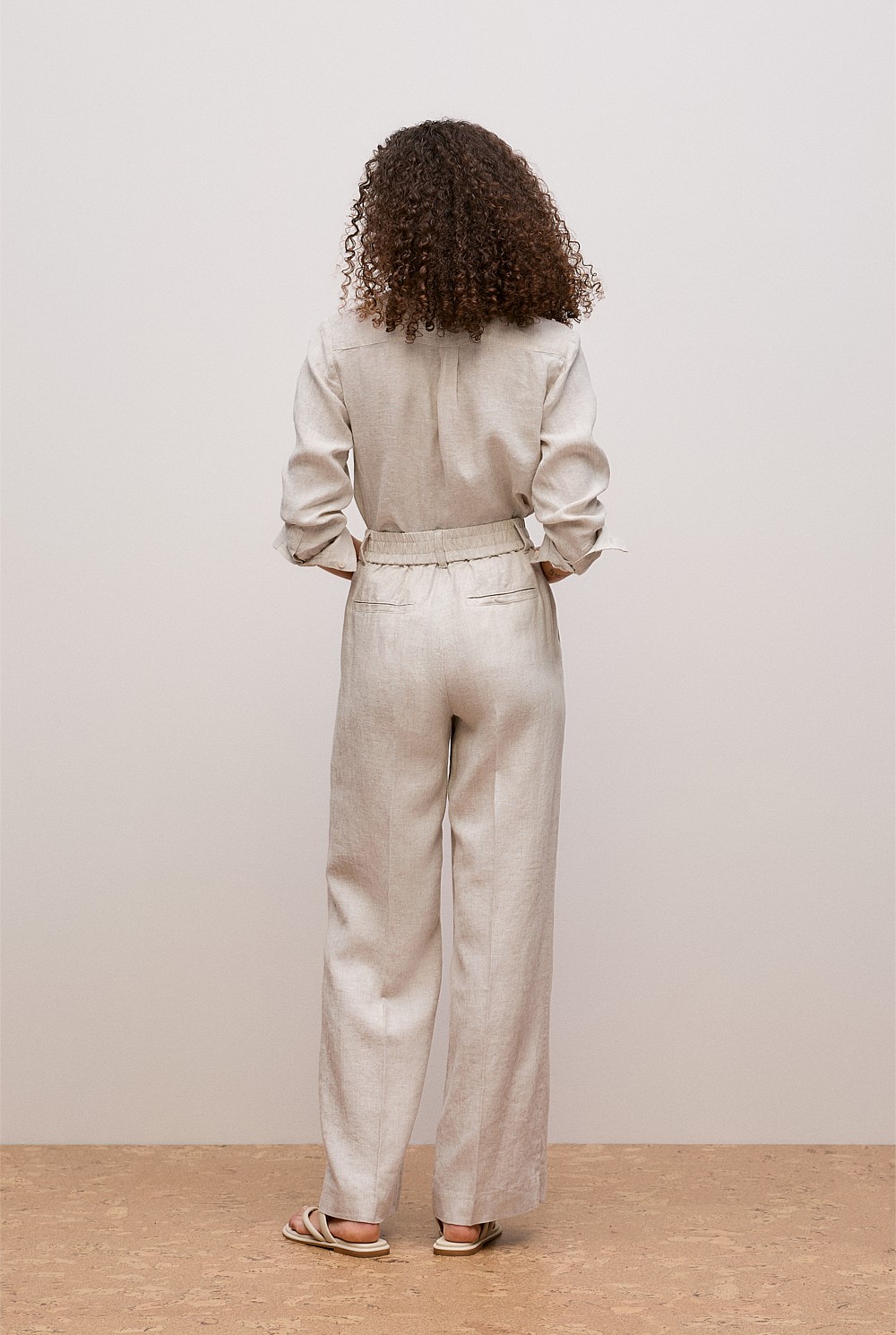 Yarn Dyed Linen Pintucked Pant