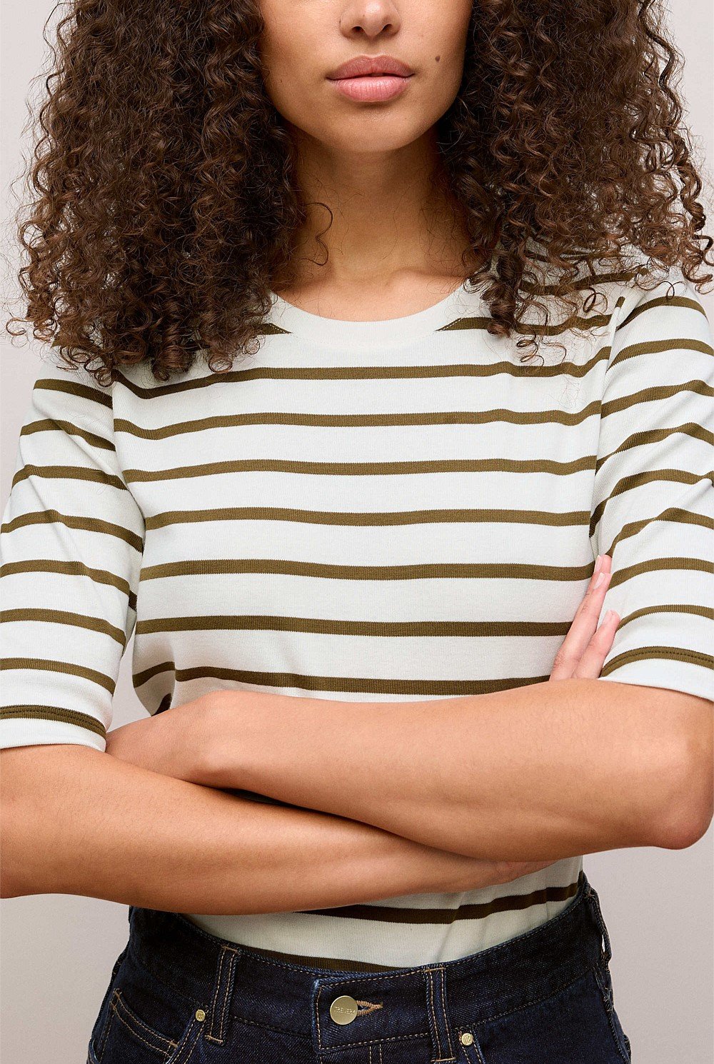 Australian Cotton Stripe Half Sleeve T-shirt