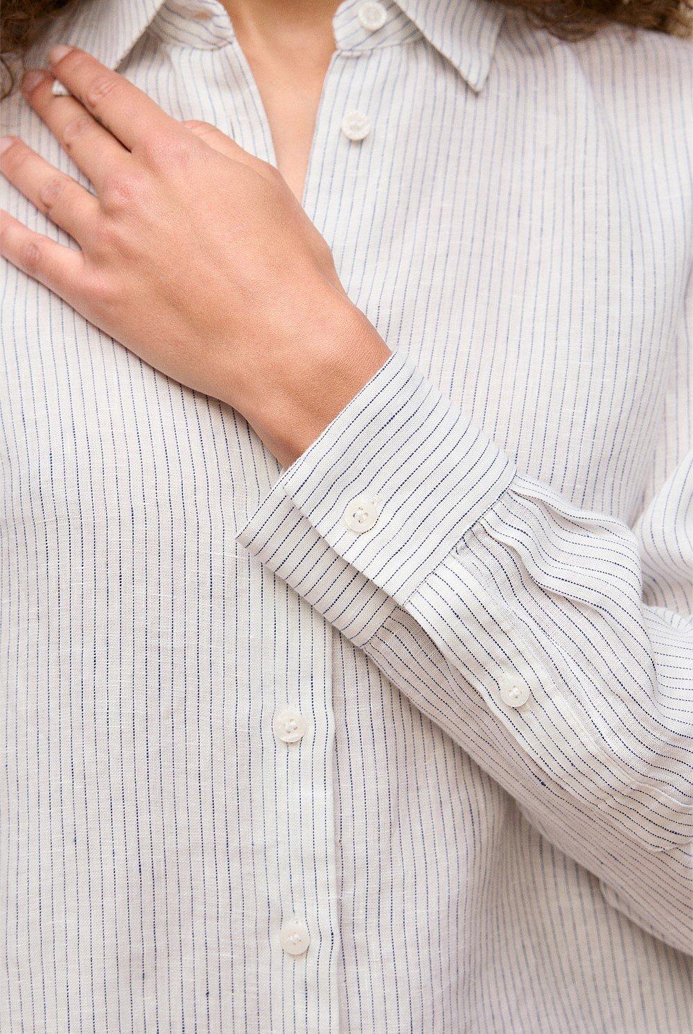 Linen Stripe Long Sleeve Shirt