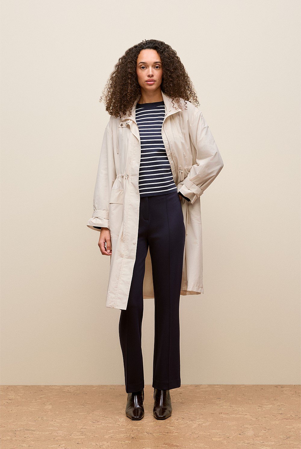 Cotton Crepe Stripe Knit Crew